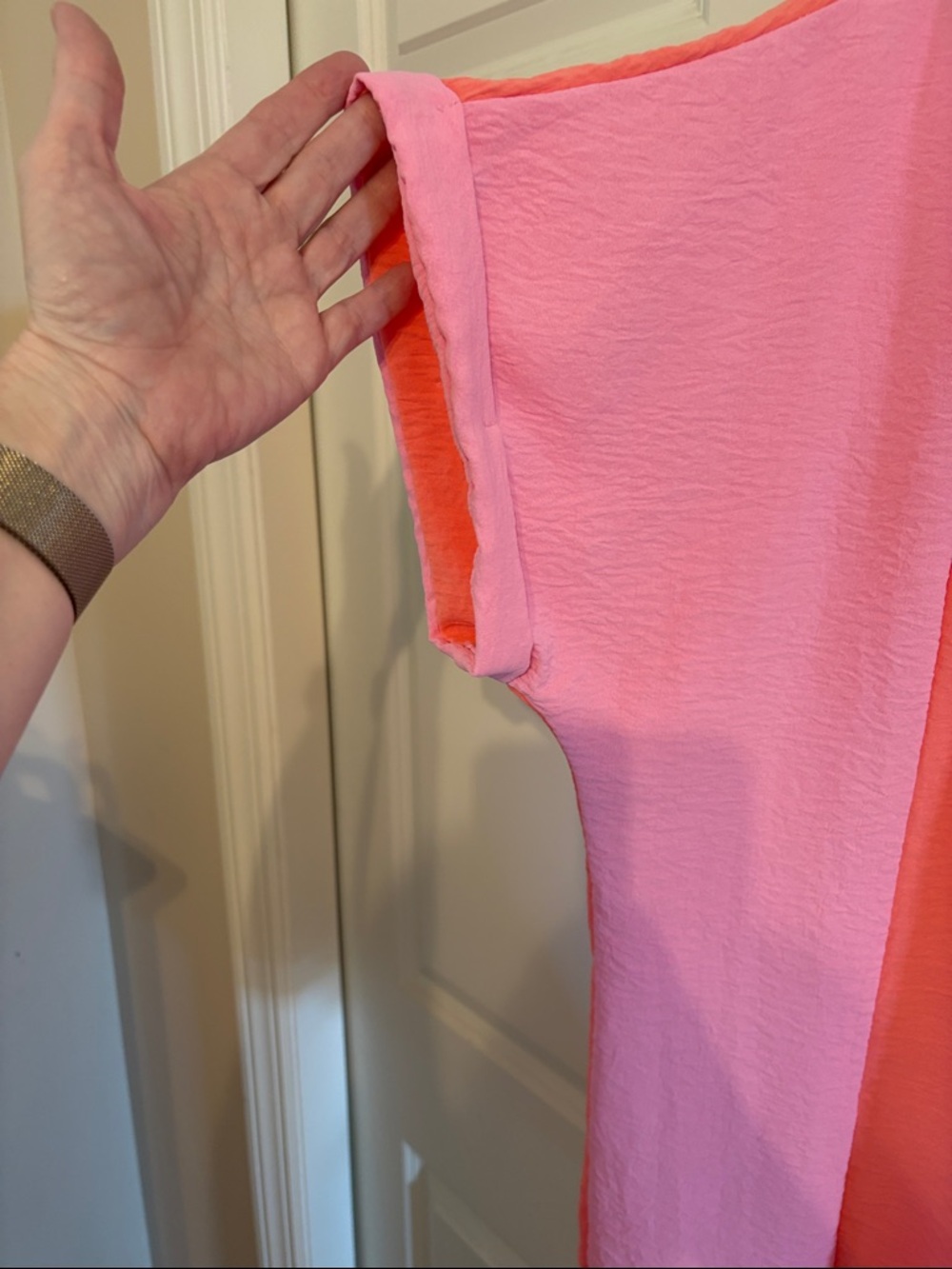 Bibi Colorblock V-Neck Women's Top in Coral, Lavender & Mint - XL - Picture 4 of 6